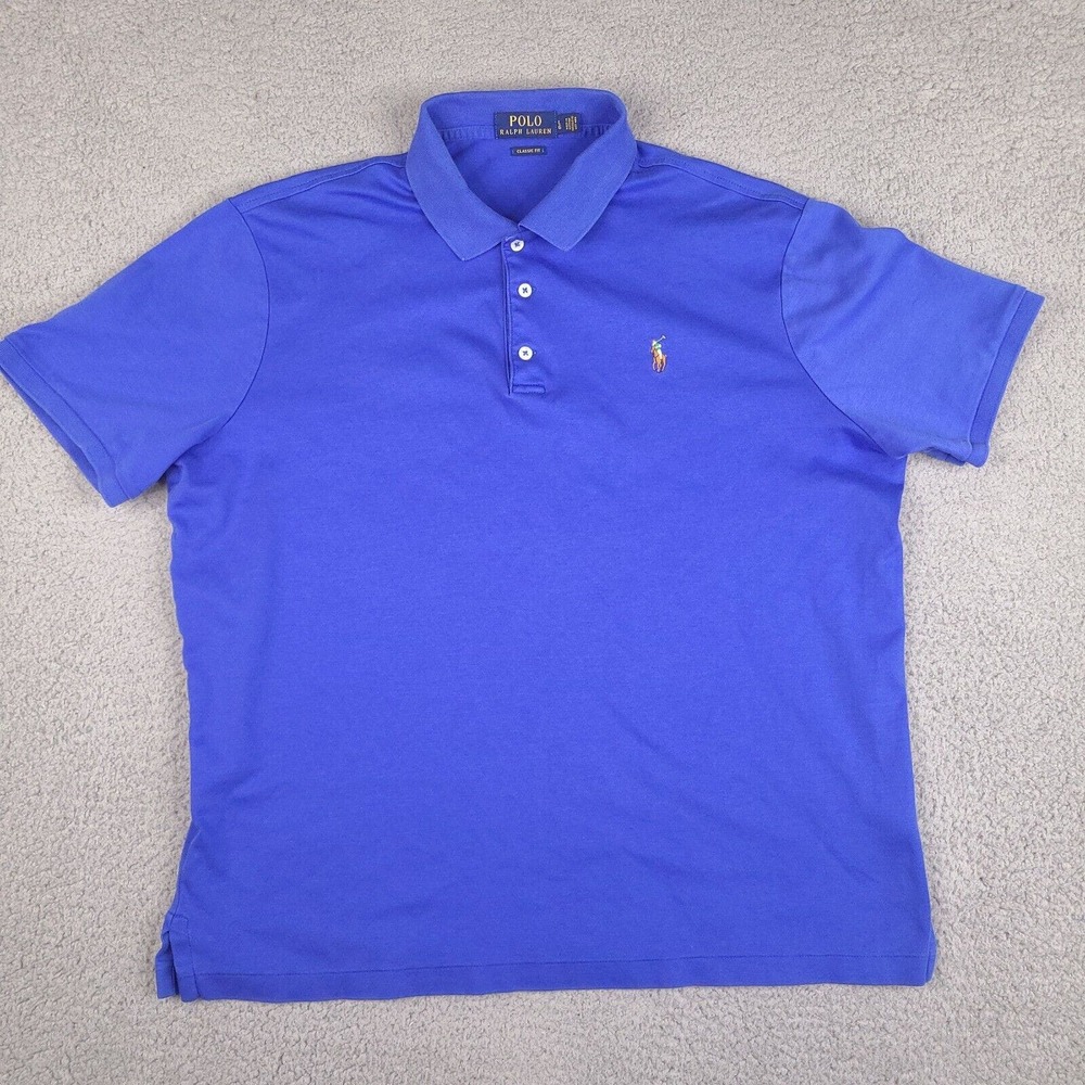 Polo Ralph Lauren Polo Shirt Men's Large Blue Classic Fit Jockey Cotton